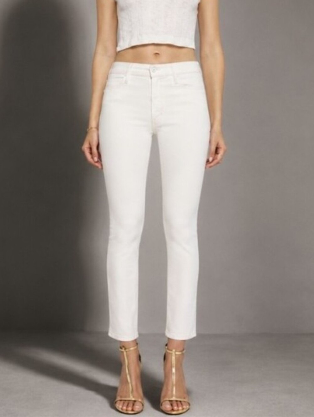 Mother The Mid Rise Dazzler Ankle Jeans Fairest Of Them All White Women's Sz 33